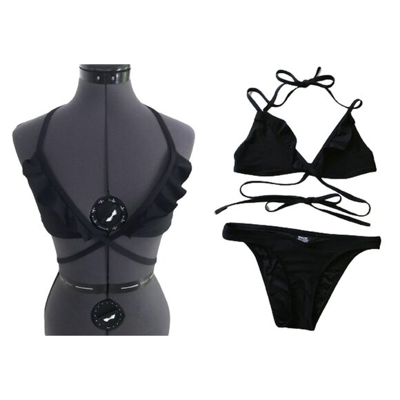 TNA by Lisa Lozano Black Bikini Halter Top Criss Cross Tie Back, Size S - Picture 1 of 16
